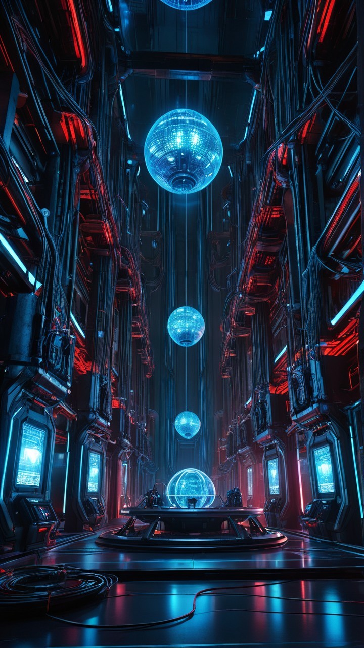 Futuristic Corridor with High-Tech Features and Lights