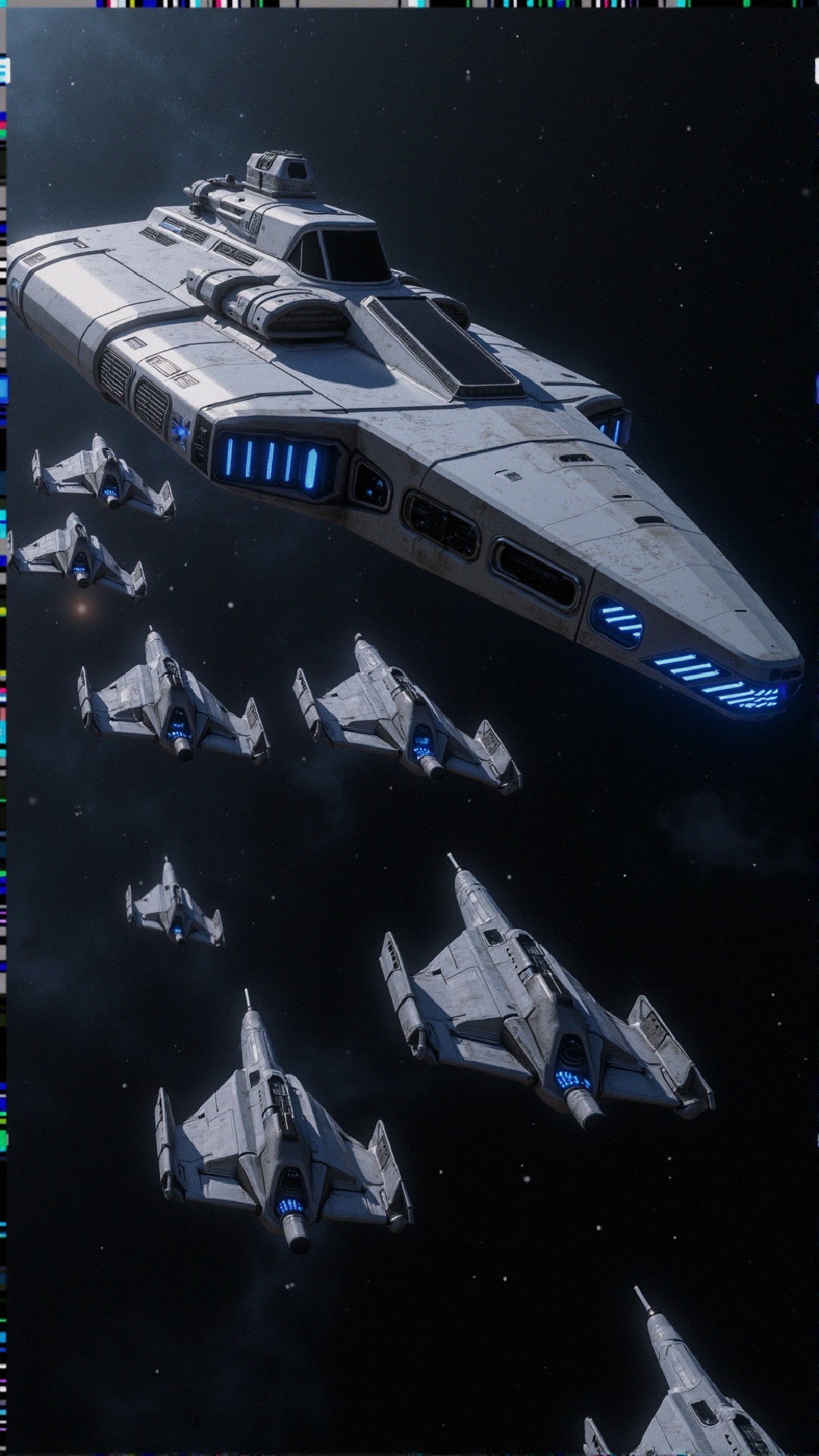 Futuristic Spaceship with Agile Aircraft in Space