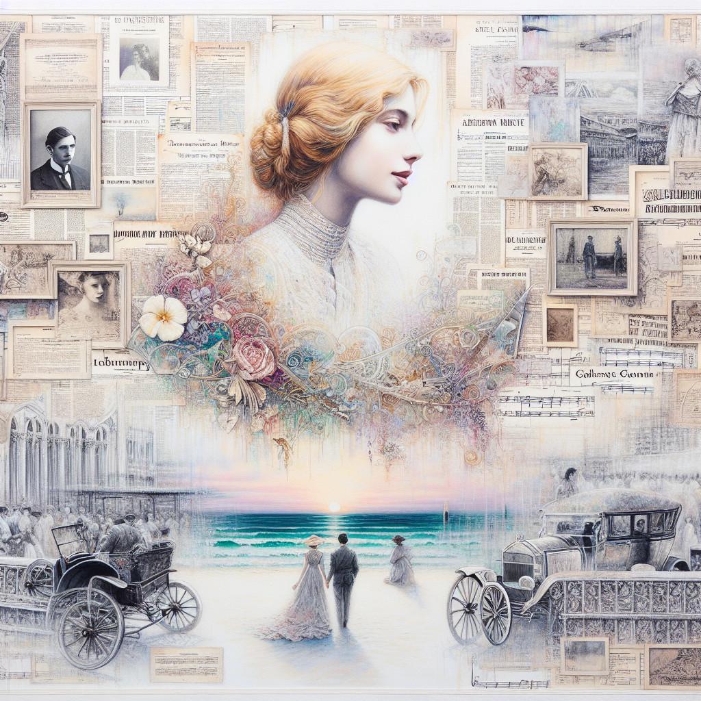 Dreamy Vintage Portrait with Floral and Beach Elements
