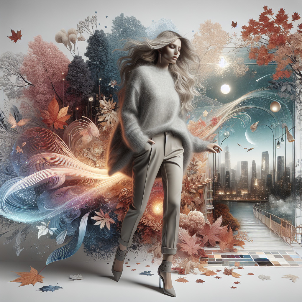 Graceful Figure in Cozy Sweater Amid Autumn Landscape