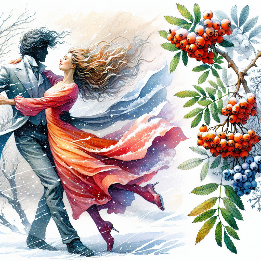 Couple Dancing in Whimsical Winter Landscape