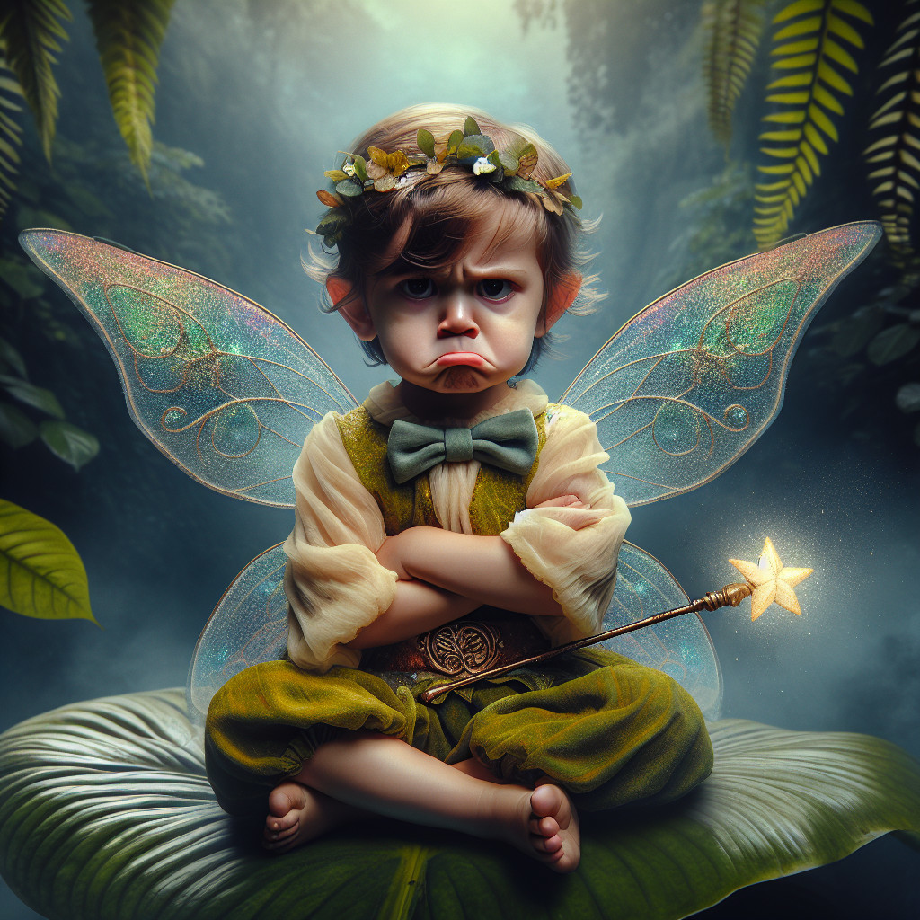 Child with Fairy Wings in Enchanted Forest Setting