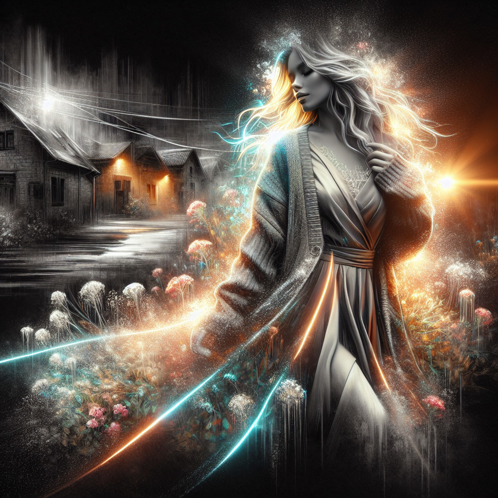 Mystical Woman Walking Through Enchanted Cottages