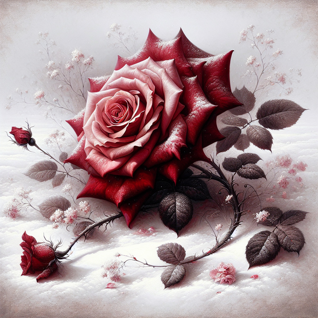 Intricate Red Rose with Delicate Floral Accents