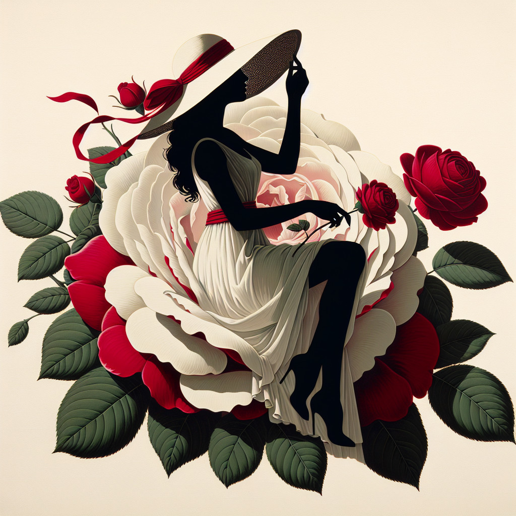 Silhouette of Woman Surrounded by Vibrant Roses