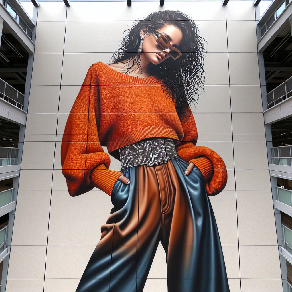 Mural of a Fashionable Woman in Urban Setting