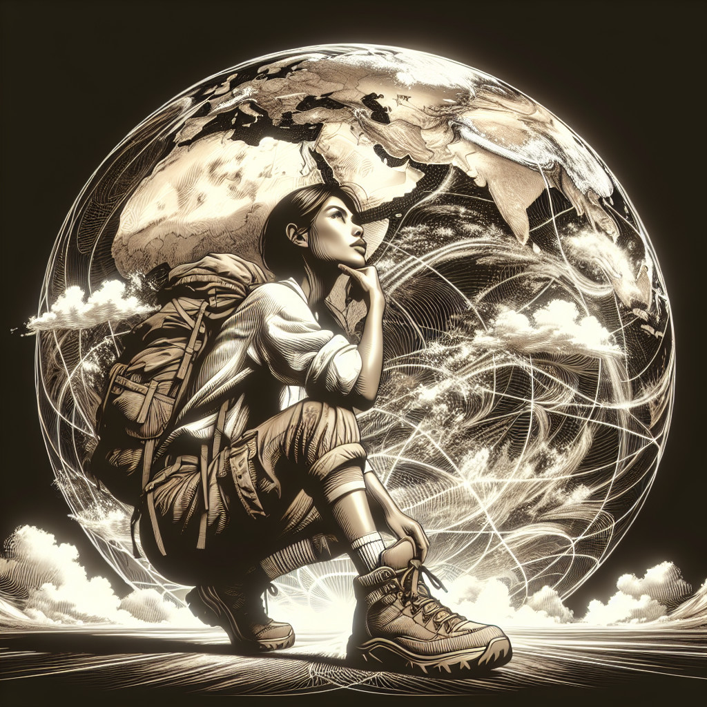 Thoughtful Traveler Contemplating Global Connectivity