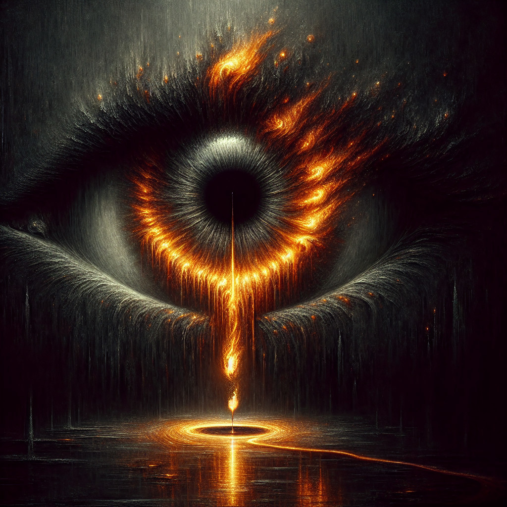Macro Photograph of a Surreal Fiery Eye Detail