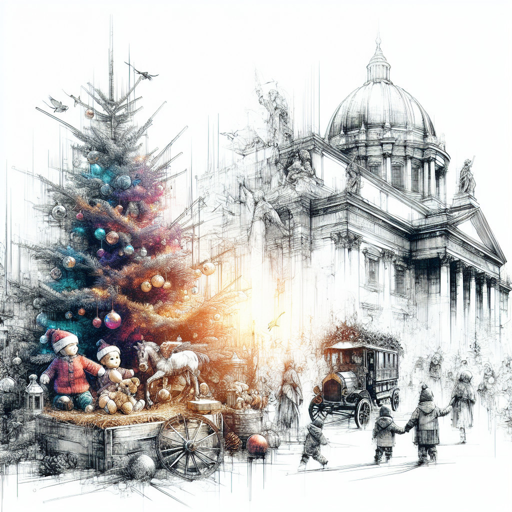 Festive Christmas Scene with Selective Color Elements