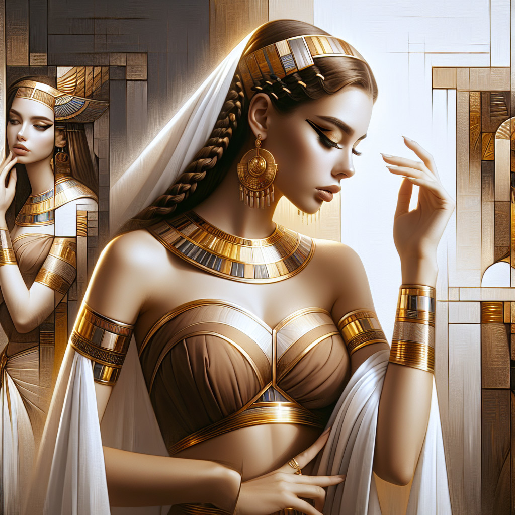 Regal Figure in Ancient Egyptian-Inspired Attire
