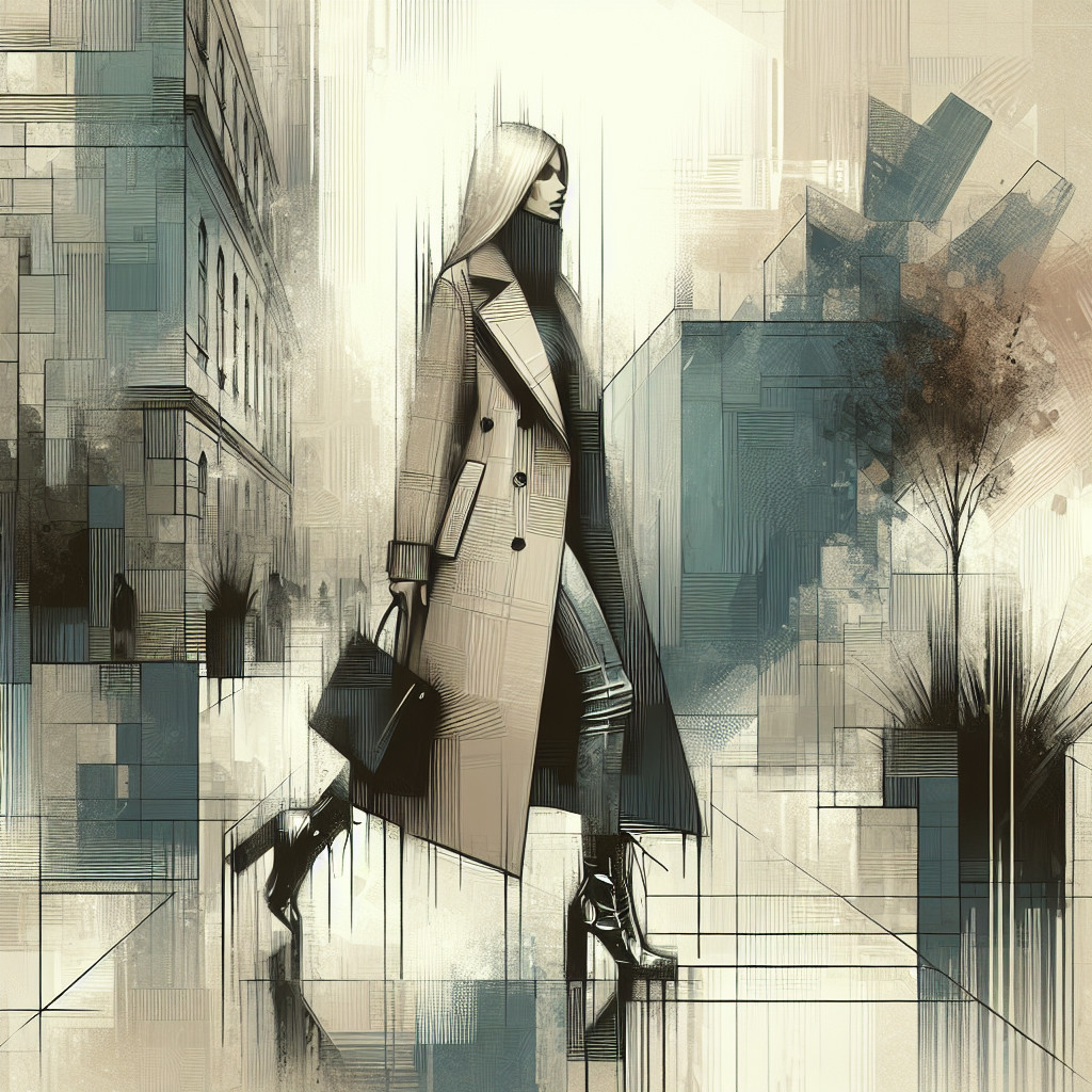 Stylish Figure in Trench Coat on Urban Street