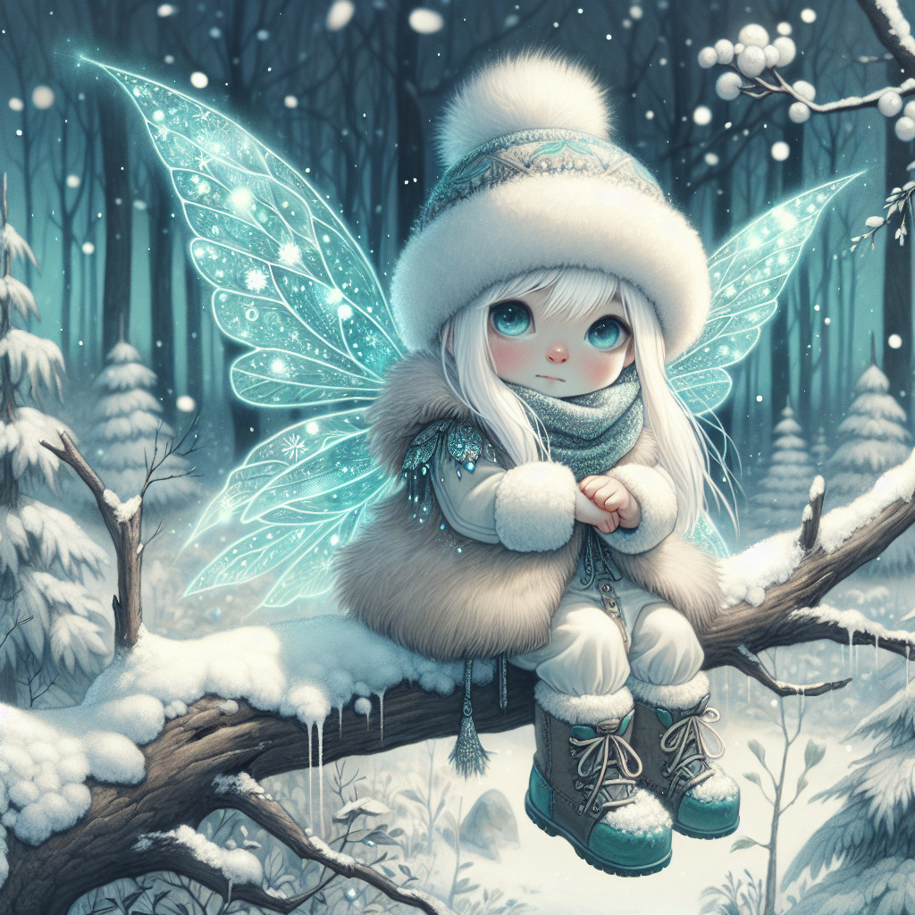 Whimsical Fairy in a Snowy Forest Wonderland