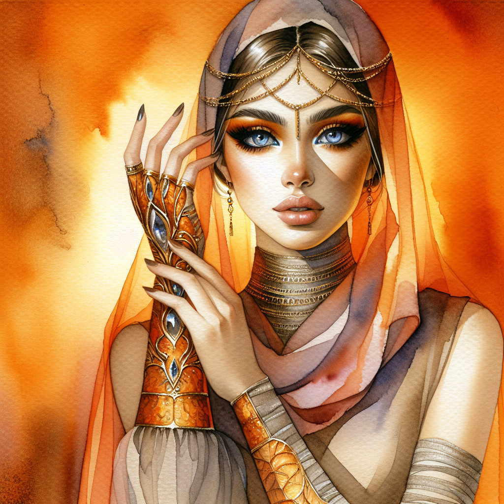 Portrait of a woman in elegant jewelry and veil