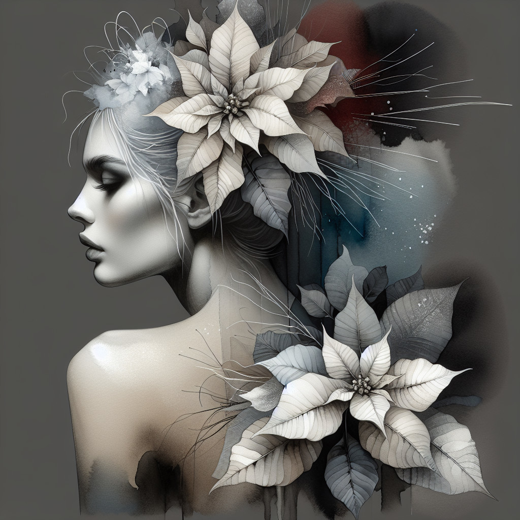 Profile of a Graceful Woman with Floral Elements