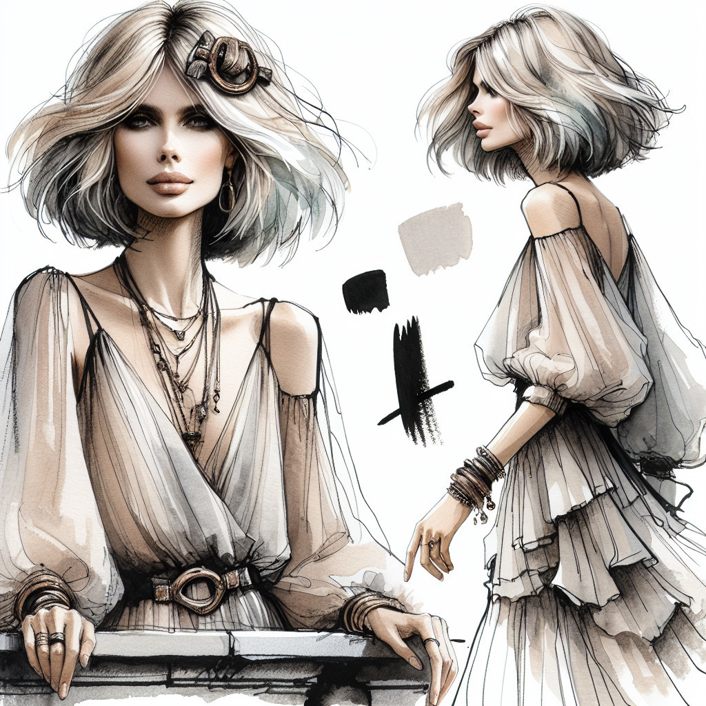 Chic Illustration of a Stylish Woman in Neutral Tones