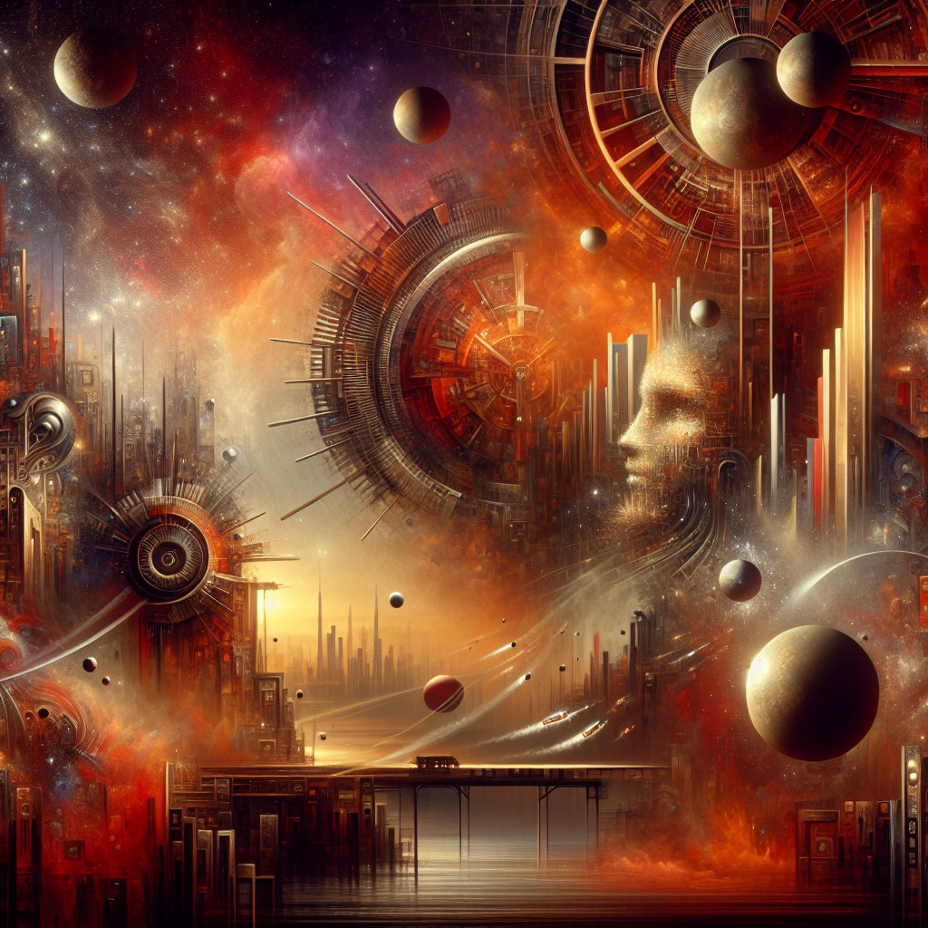 Surreal Cosmic Landscape with Vibrant Colors and Structures