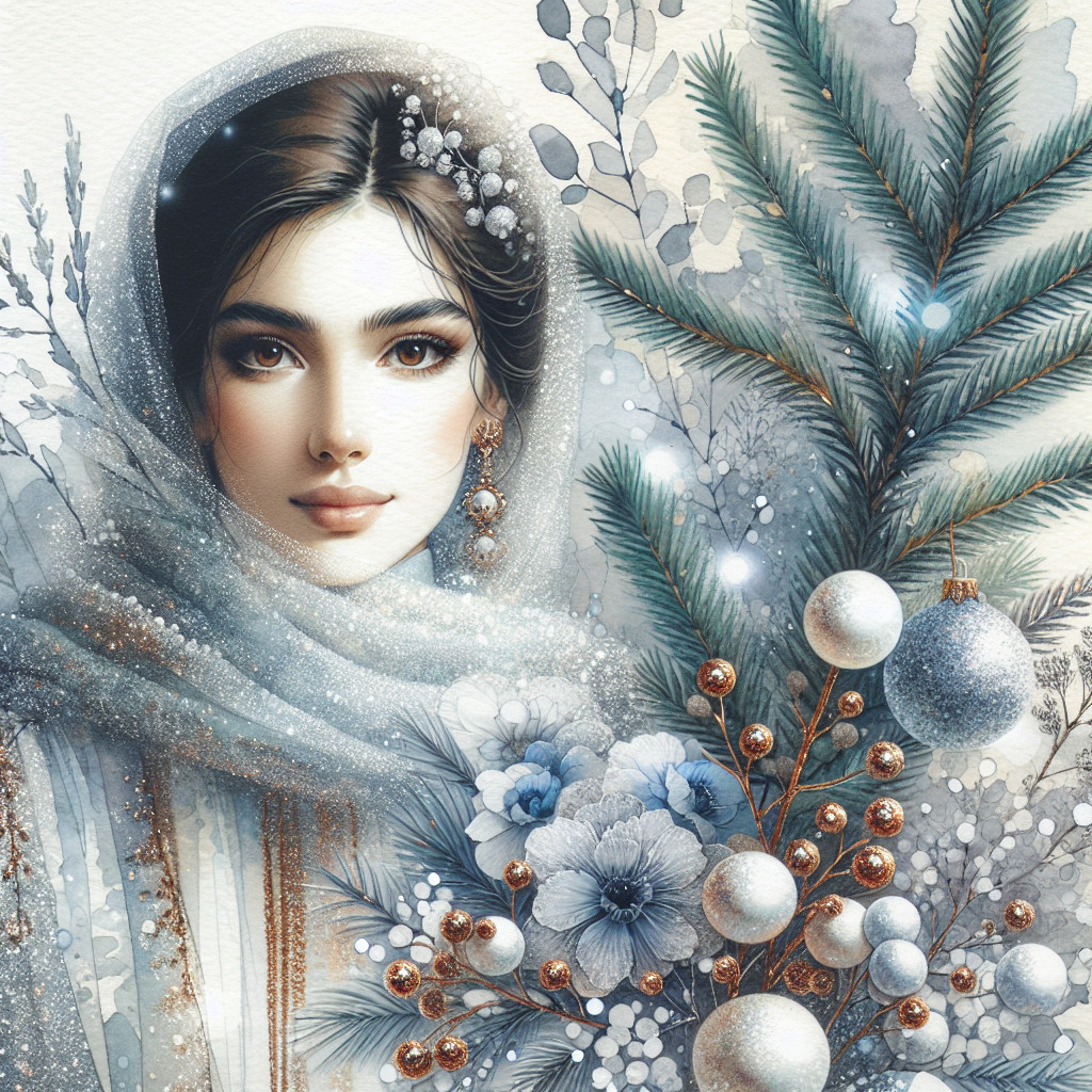 Elegant Christmas Watercolor Illustration with Winter Flora