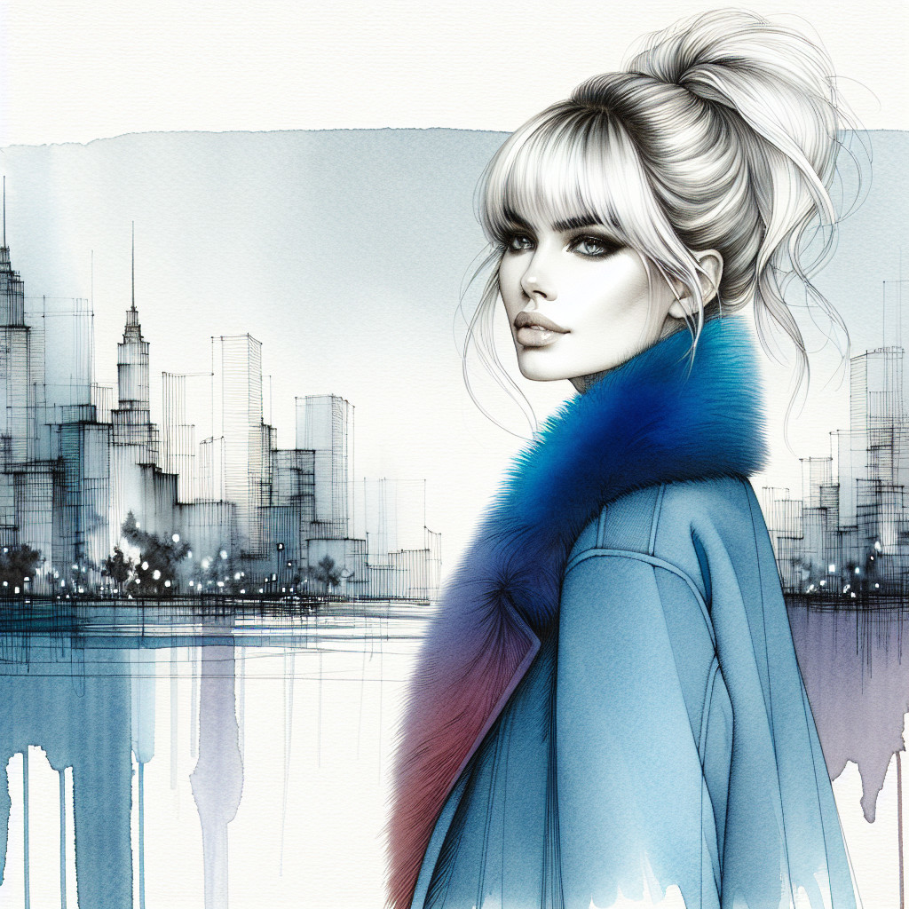 Watercolor Fashion Illustration of Glamorous Woman