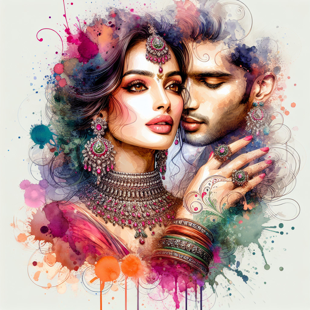 Colorful Artistic Portrait of a Romantic Couple