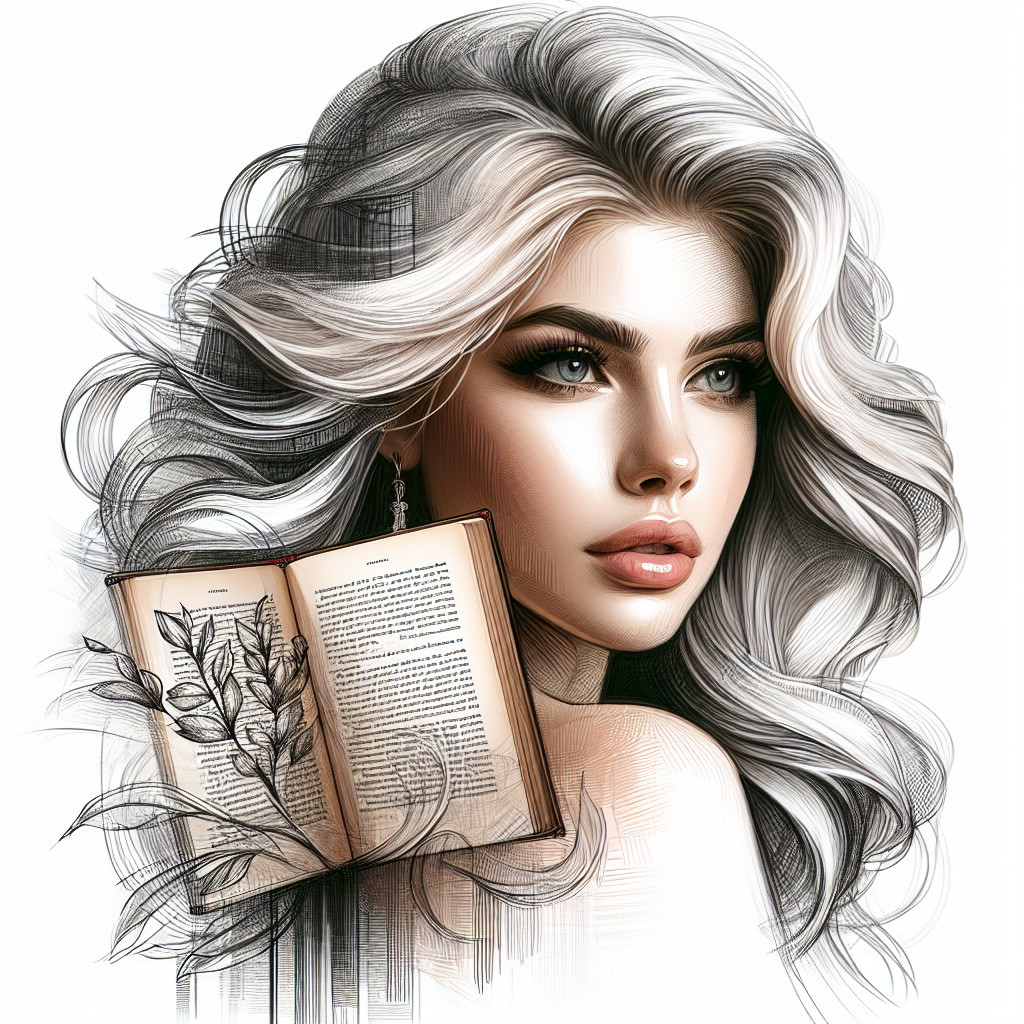 Portrait of a woman with silver-blonde hair and book