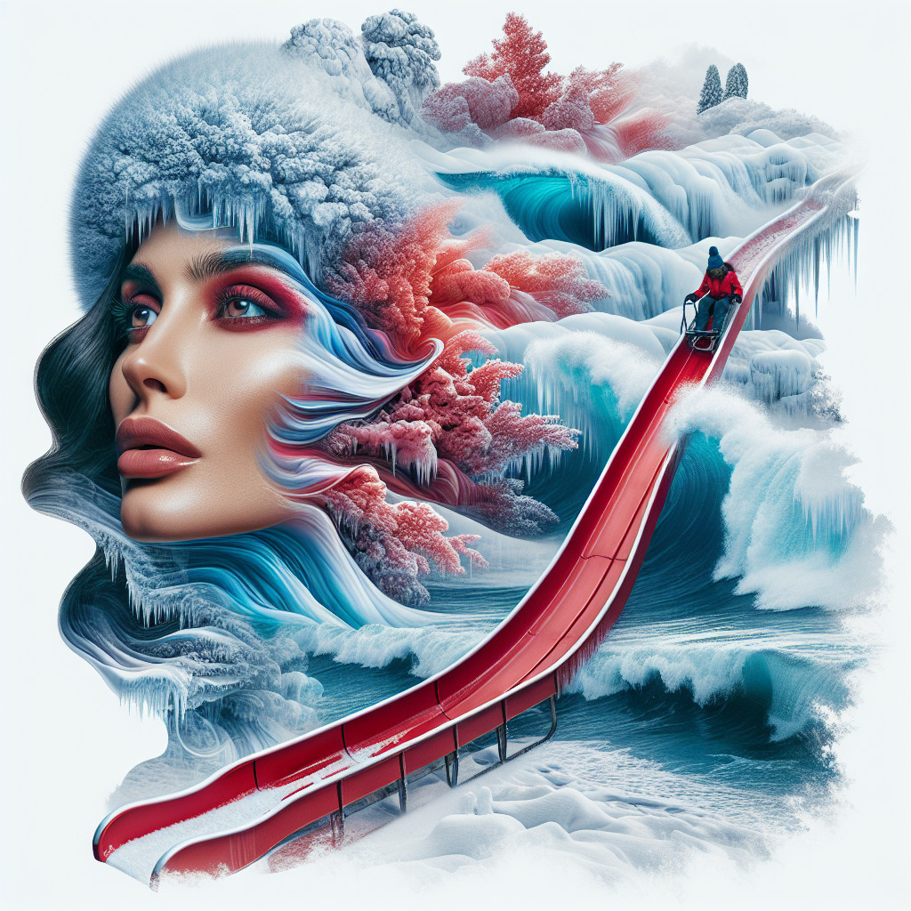 Surreal Landscape with Woman's Face and Ice Elements