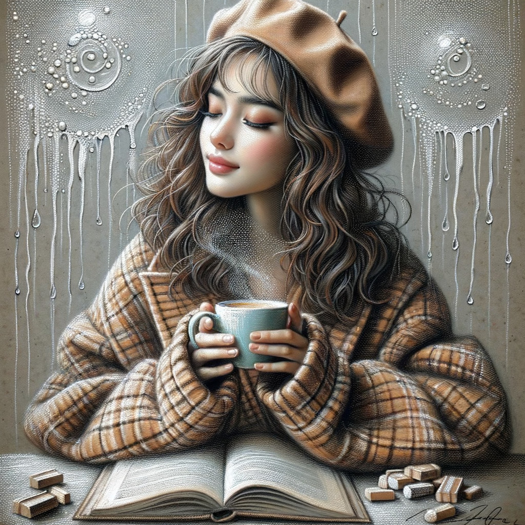 Cozy Indoor Scene with Woman in Plaid Sweater