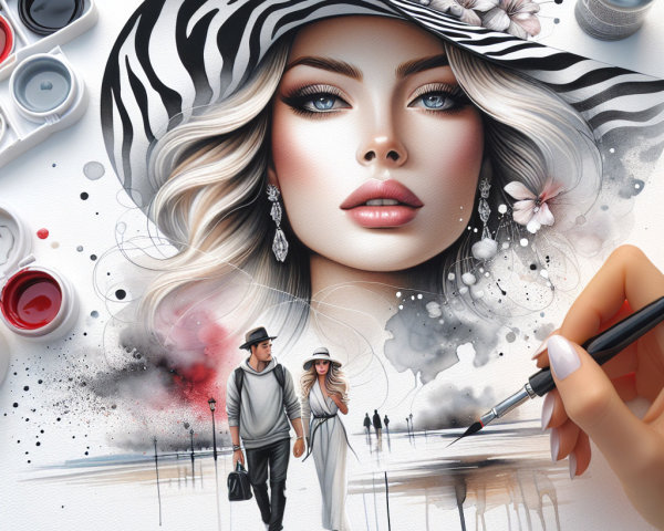 Glamorous Woman in Elegant Fashion Artwork