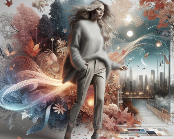 Graceful Figure in Cozy Sweater Amid Autumn Landscape