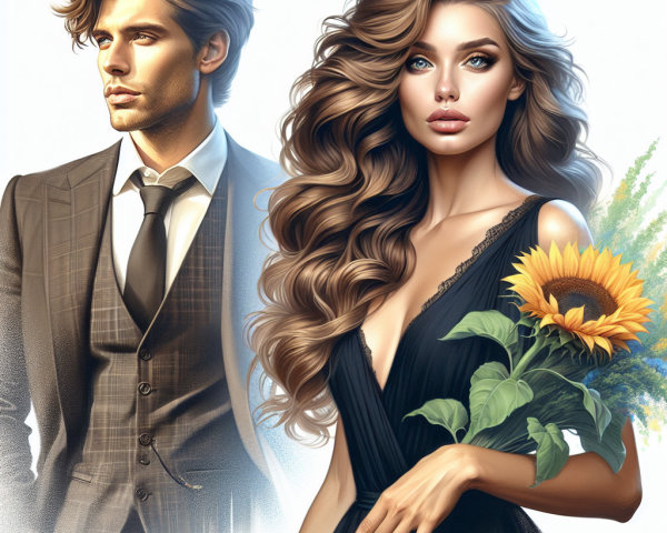 Stylish Couple in Tailored Suit and Elegant Dress