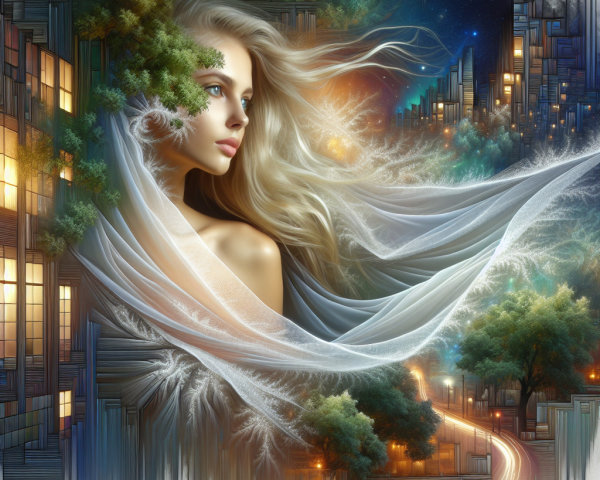 Portrait of a Young Woman in a Dreamlike Landscape