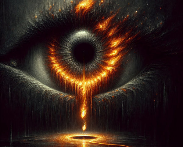 Macro Photograph of a Surreal Fiery Eye Detail