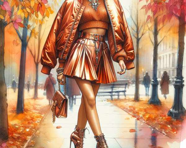 Autumn Fashion: Stylish Outfit in Vibrant Foliage