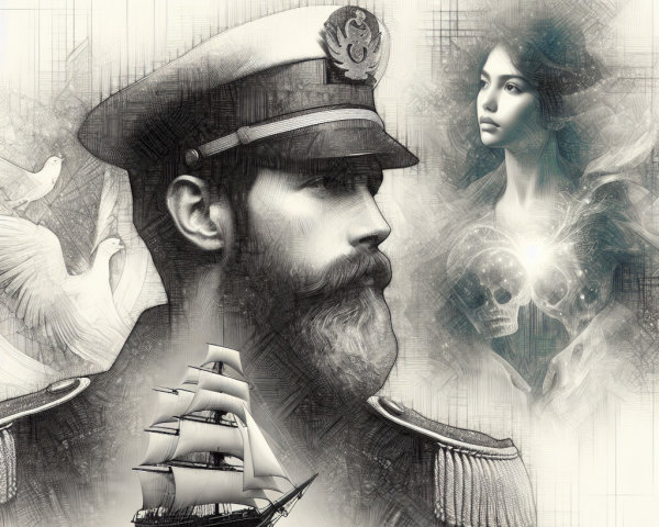 Illustration of a Captain Surrounded by Ethereal Elements