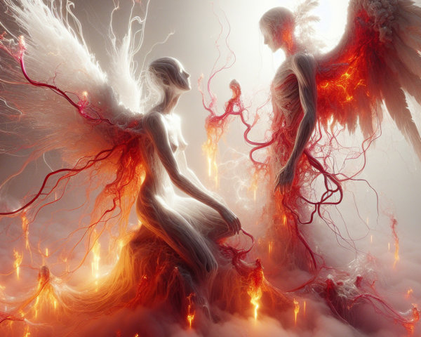 Ethereal Figures in Dreamlike High-Key Setting