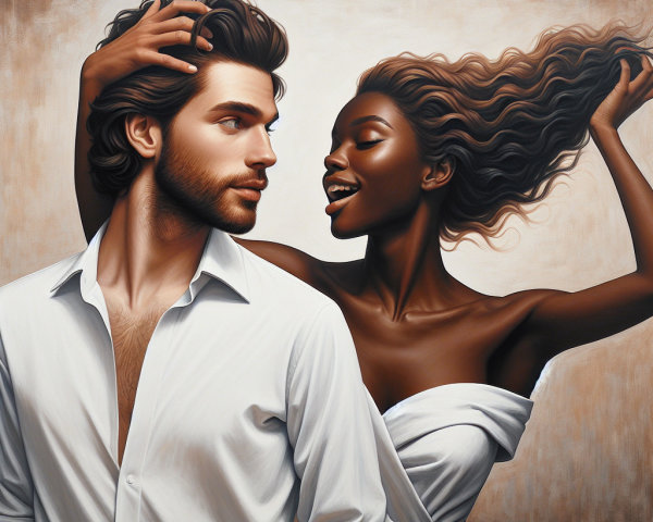 Portrait of a Couple Expressing Joy and Intimacy