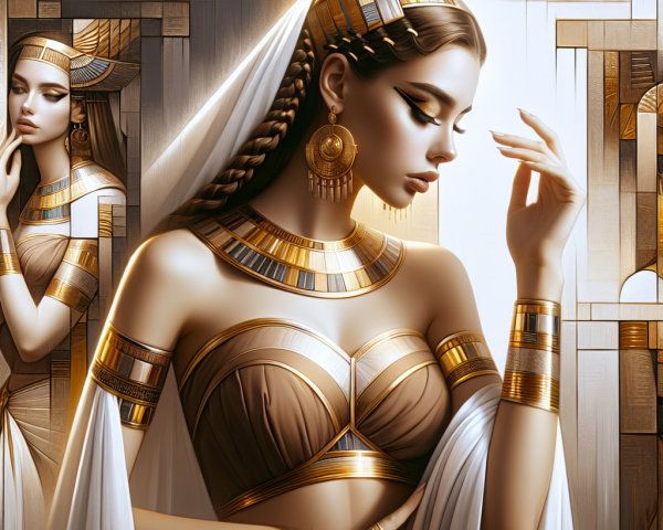 Regal Figure in Ancient Egyptian-Inspired Attire