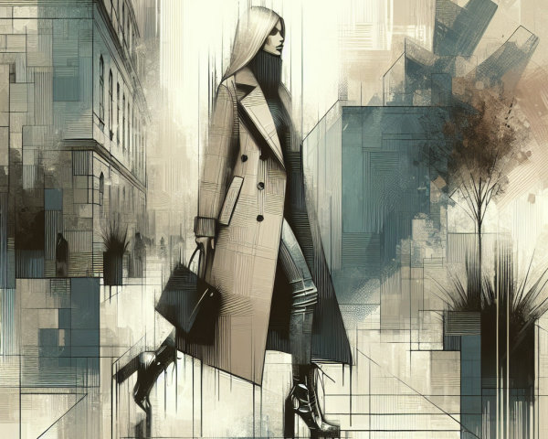 Stylish Figure in Trench Coat on Urban Street