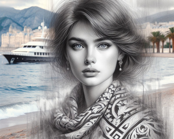 Portrait of a Young Woman by the Coastal Scene