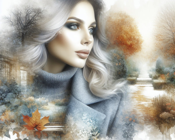 Portrait of a woman in a dreamlike autumn landscape