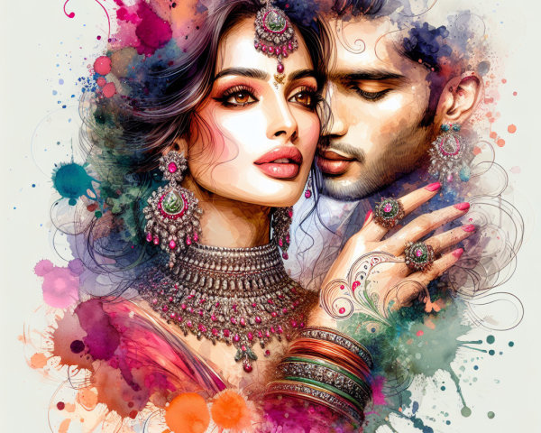 Colorful Artistic Portrait of a Romantic Couple