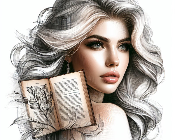 Portrait of a woman with silver-blonde hair and book