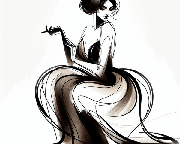 Abstract Illustration of a Woman in Elegant Gown