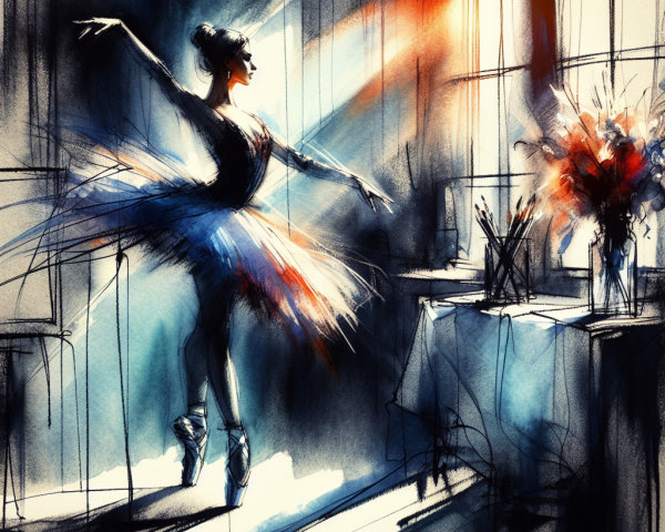 Digital Painting of a Ballerina in a Studio Setting