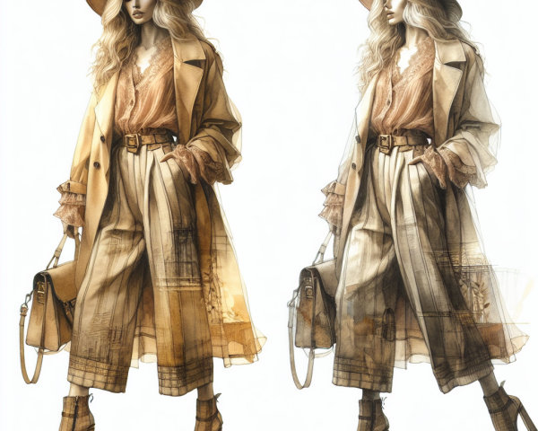 Stylish Female Figure in Fashionable Outfit with Accessories
