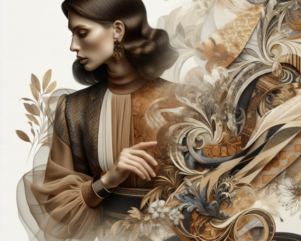 Stylish Woman in Elegant Waves and Textured Outfit