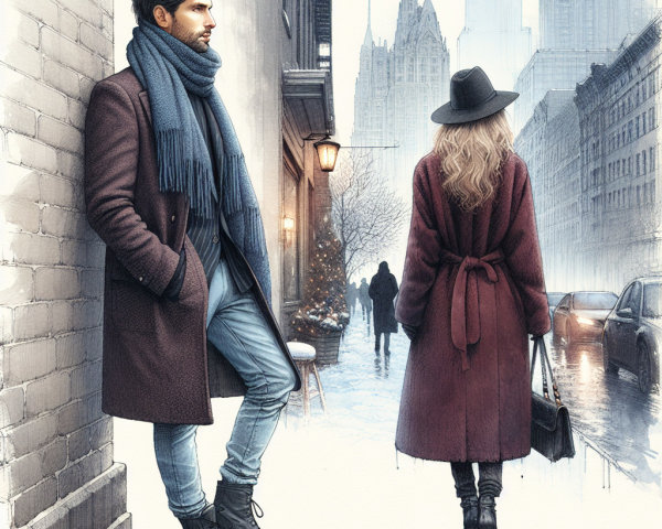 Man in Dark Attire Leaning Against Brick Wall