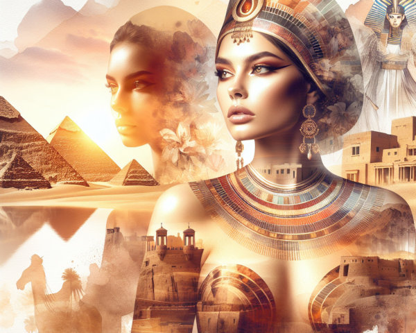 Ethereal Portrait of Woman in Ancient Egyptian Style
