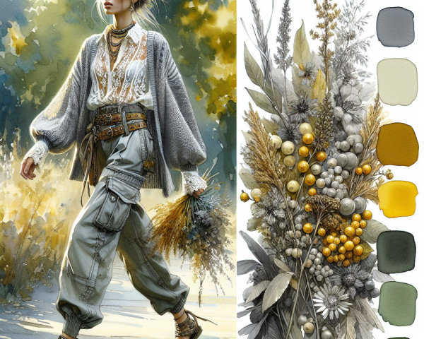 Fashionable Woman in Cozy Cardigan and Cargo Pants