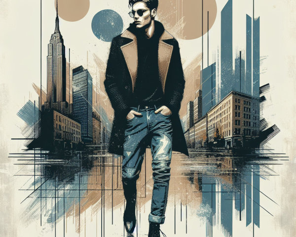 Stylish Figure in Urban Cityscape with Skyscrapers