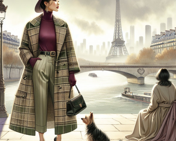 Fashion Illustration of a Confident Woman in Paris
